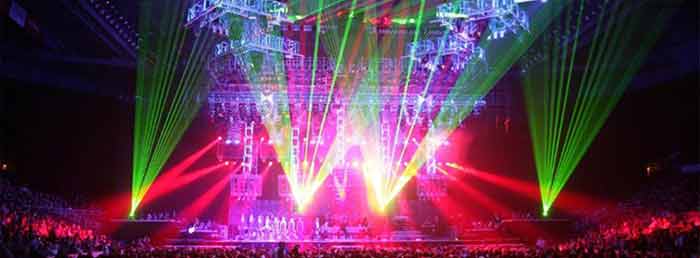 Trans-Siberian Orchestra Concert Poster with red and green lasers